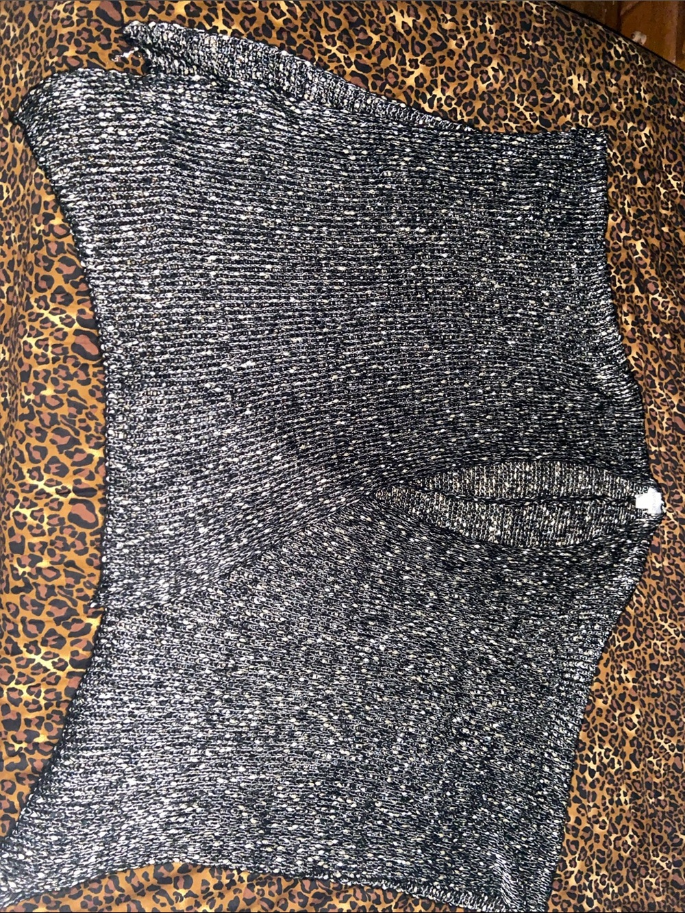 Avenue Black with GoldThread Open Knit Cardigan